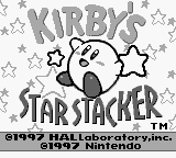 Kirby's Star Stacker title screen for GameBoy